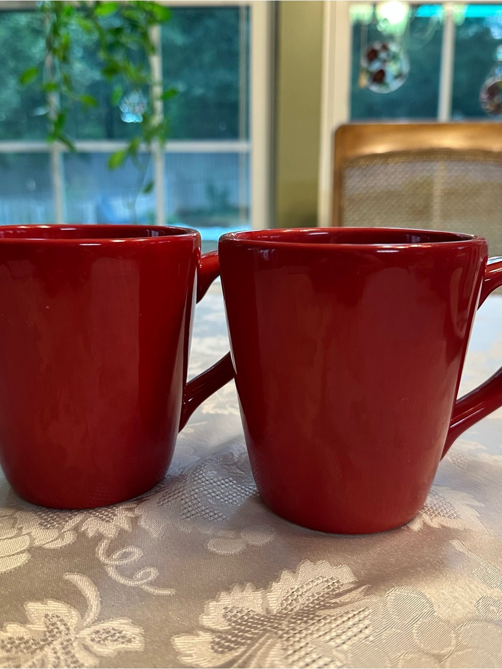 Target Home Accents Caribe Red Ceramic Coffee Mugs Handcrafted Set of 2